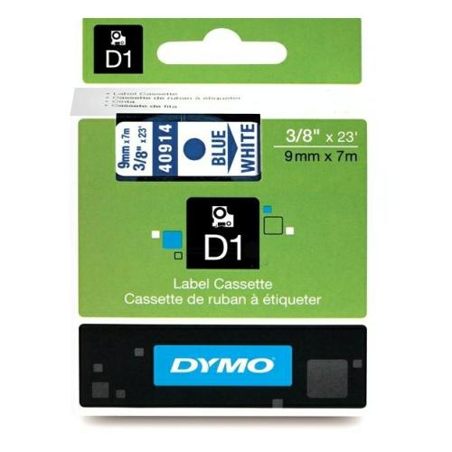 Dymo Etiketti sininen / valkoinen (40914 / S0720690), 9mm, laminated