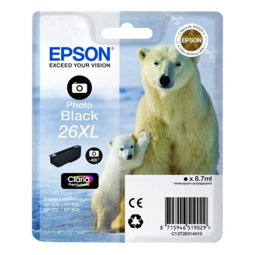 Epson Mustepatruuna musta kuva (C13T26314012 / 26XL) (korkea kapasiteetti)