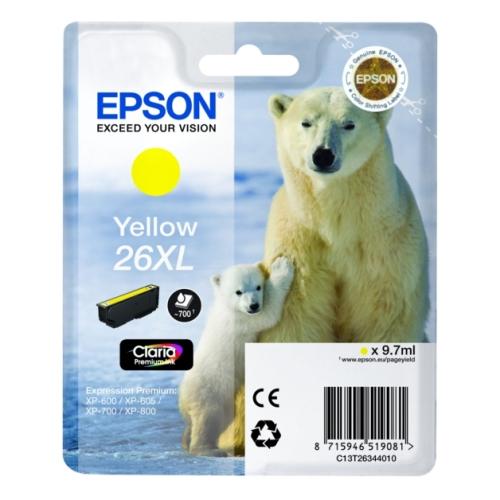 Epson Mustepatruuna keltainen (C13T26344012 / 26XL) (korkea kapasiteetti)