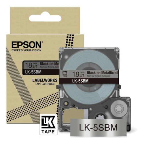 Epson Etiketti musta / hopea (C53S672094 / LK5SBM)