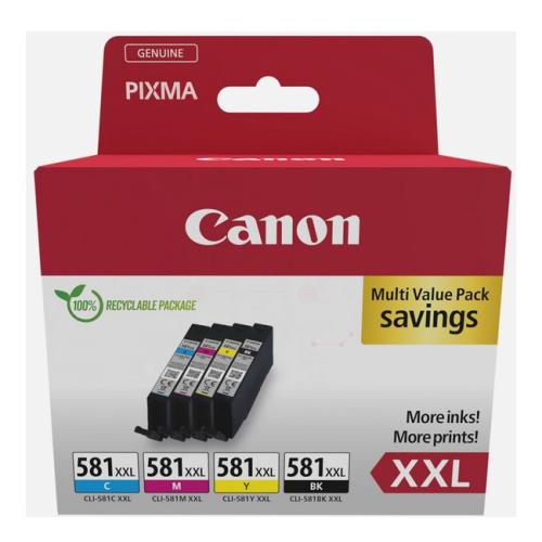 Canon Mustepatruuna musta / syani / magenta / keltainen (1998C006 / CLI581XXL) (multipack, korkea kapasiteetti)
